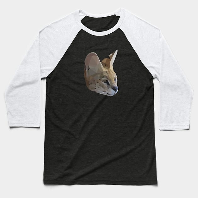 Low Poly Serval Head Baseball T-Shirt by ErinFCampbell